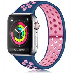 Breathable Sport Strap Wristband Replacement for Apple Watch Series Ultra/9/8/7/6/5/4/3/2/1/SE - 49MM/45MM/44MM/42MM (Blue Pink)